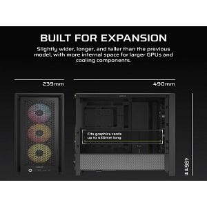 Kućište Corsair Frame 4000D ARGB, BlackMid-Tower, 3x RS120 ARGB ventilatora
