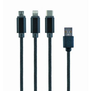 Gembird USB 3-in-1 charging cable, black, 1m