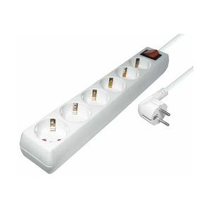 Transmedia 6-way power strip with Switch, white, 5m