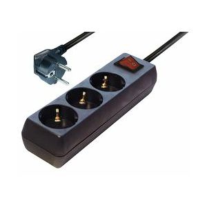 Transmedia 3-way Schuko power strip black